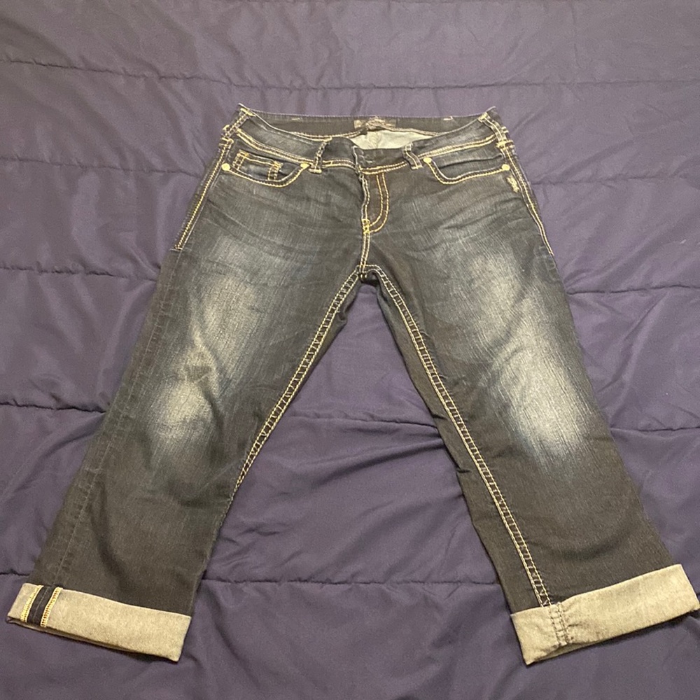 Silver capri pants